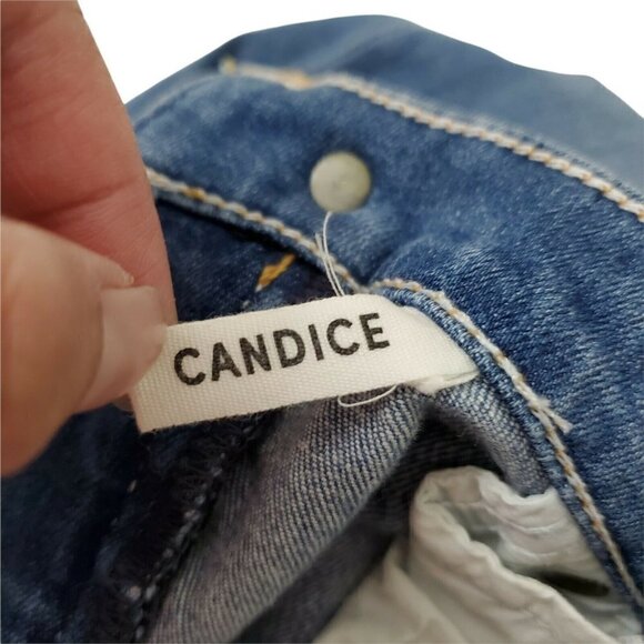 GRLFRND Jeans‎ 28 Blue Skinny Candice Mid Rise Distressed Raw Hem Stretch - Picture 7 of 11